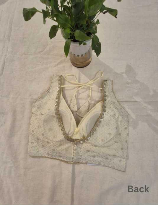 Chanderi Silk Padded Sleeveless Blouse Flower