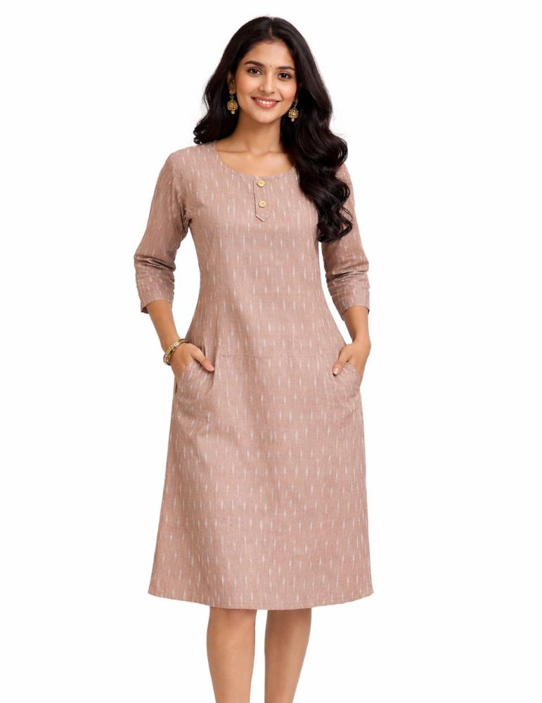 Brown Ikkat Print Onepiece 46