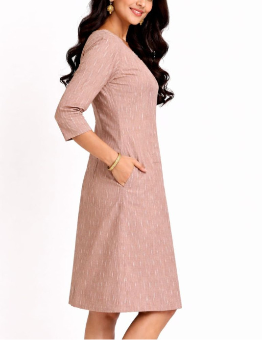 Brown Ikkat Print Onepiece 46