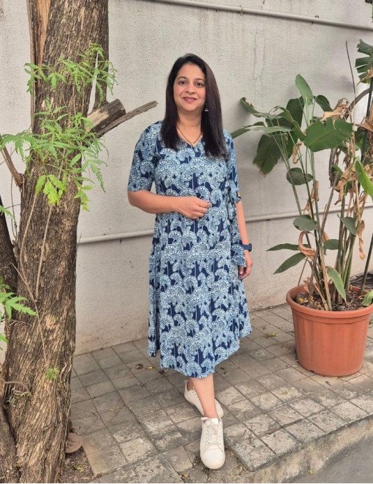 Cotton Indigo Wrap Flower