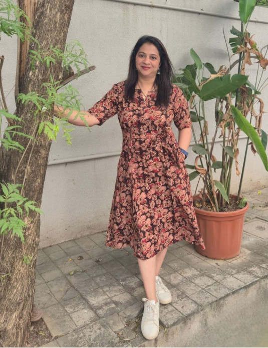  Cotton Kalamkari Maroon Flower