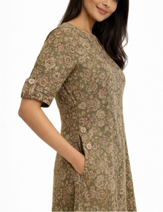 Green Kalmkari Print Onepiece 38