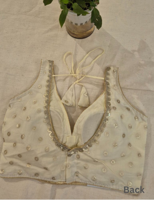 Chanderi Silk Padded Sleeveless Blouse  Round