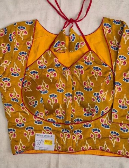 Mashru silk Masaba-Padded  Flower Print Yellow