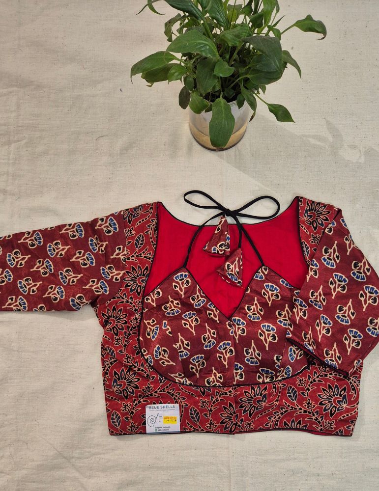 Mashru silk Masaba-Padded Flower Print Red