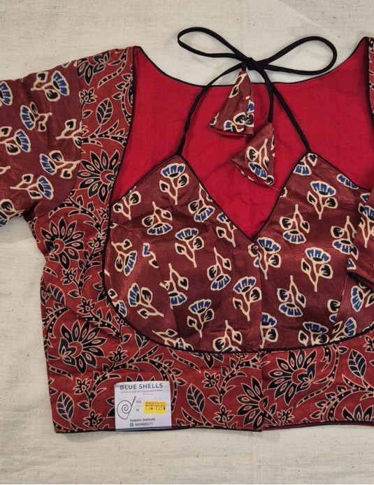 Mashru silk Masaba-Padded Flower Print Red