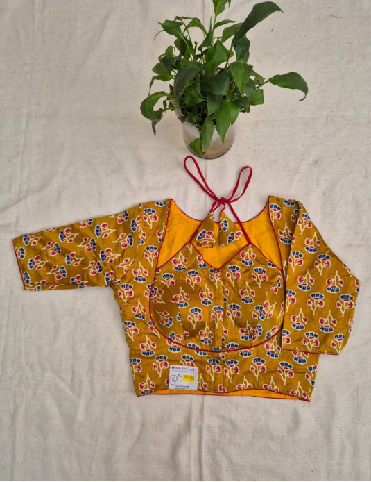 Mashru silk Masaba-Padded  Flower Print Yellow