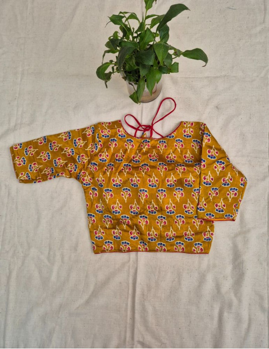 Mashru silk Masaba-Padded  Flower Print Yellow