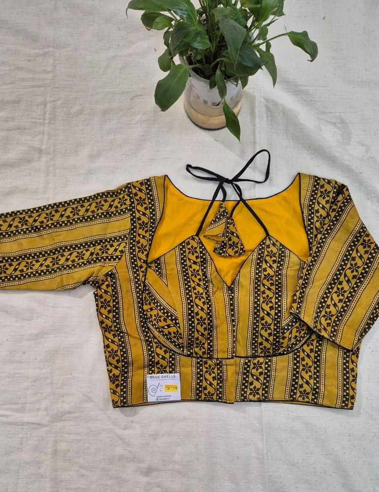 Mashru silk Masaba-Padded Line  Print Yellow