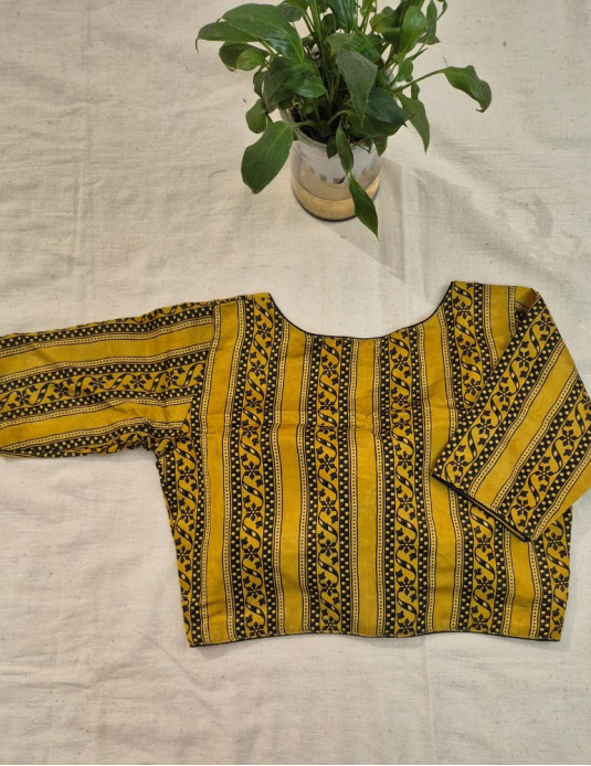 Mashru silk Masaba-Padded Line  Print Yellow