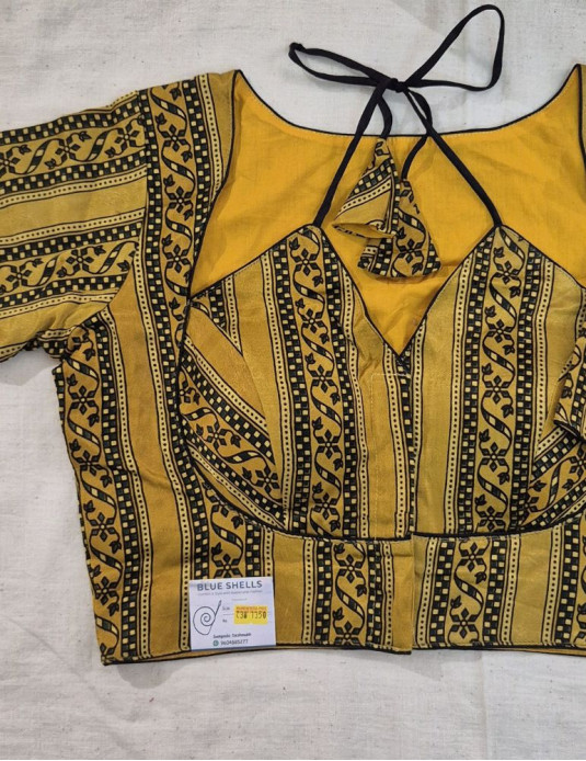 Mashru silk Masaba-Padded Line  Print Yellow