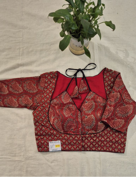 Mashru silk Masaba-Padded Small Flower Print  Red 