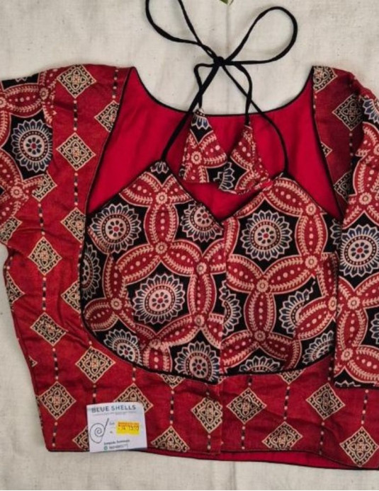 Mashru silk Masaba-Padded Geometrical Print Red 