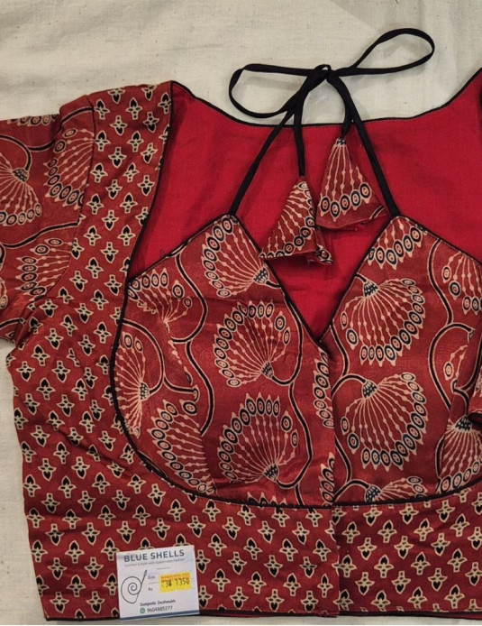 Mashru silk Masaba-Padded Small Flower Print  Red 