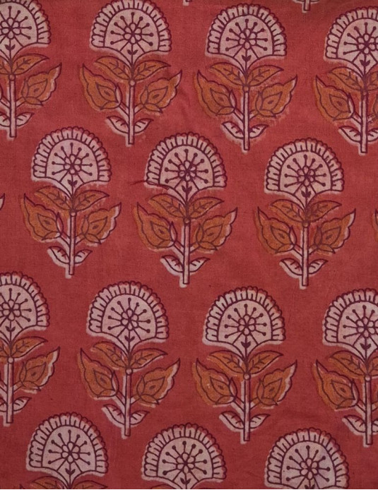 Cotton Bagru Orenge Flower