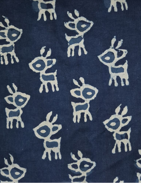 Cotton Indigo Wrap Deer