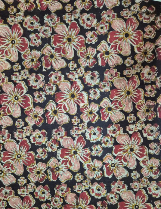 Cotton Kalamkari Maroon Flower
