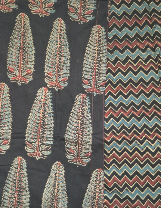 Wrapround Ajrakh Print Onepiece Black